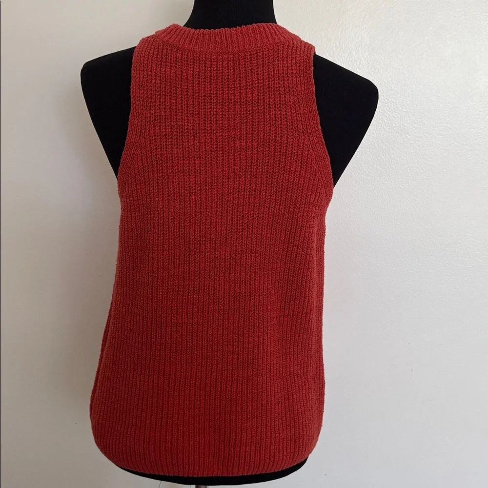 Madewell Red Ribbed Knit Sleeveless Sweater Size Small - Picture 5 of 7